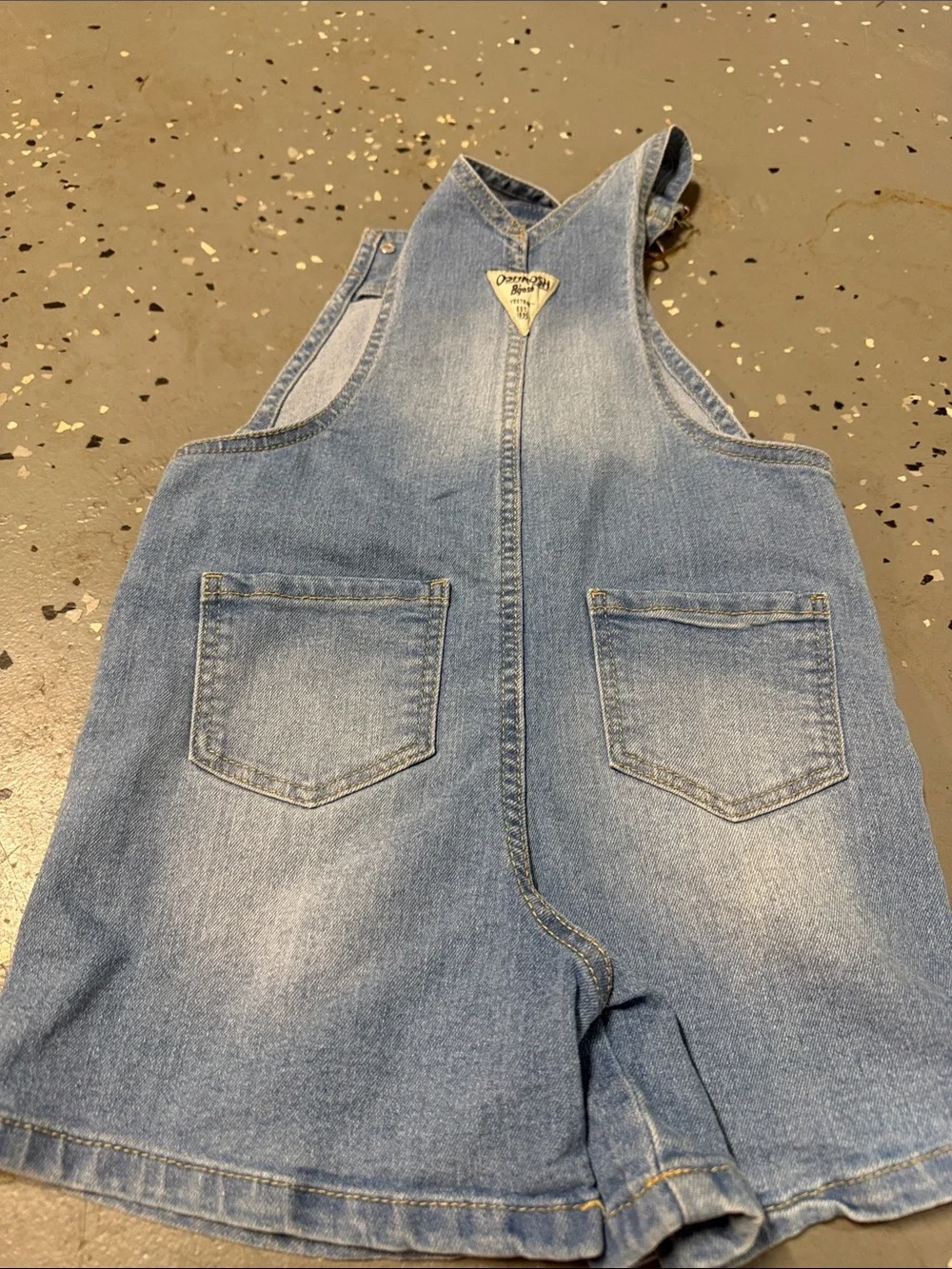 OshKosh B'gosh Light Blue Denim Girls' Embroidered Overall Shorts